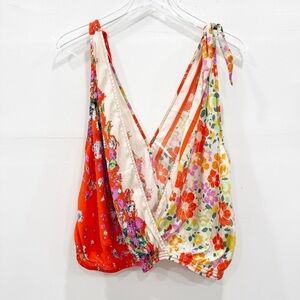 Free People Tie To You Surplice Tank Top Small Printed